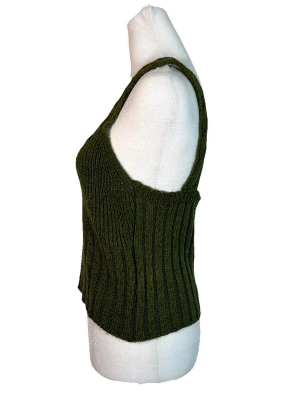 Anthropologie Rib Knit Crop Tank Top Green Sweater Size Medium - Picture 11 of 16